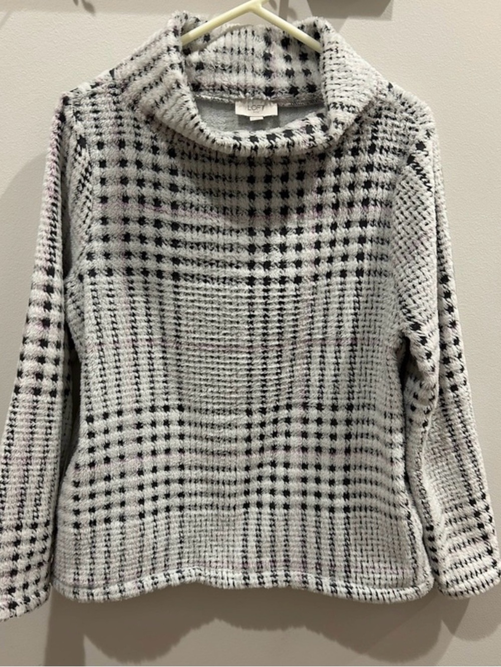 LOFT Black and White Cowl Neck Sweater